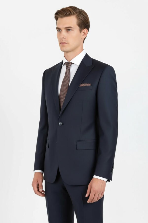 Wool Navy Blue Men Suit