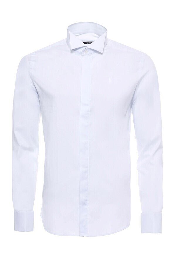 White Plain Stand Collar Formal Tuxedo Shirt