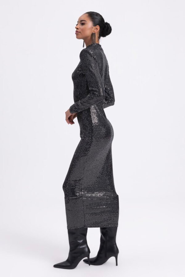 BSL Women Padded Sequined Midi Pencil Dress