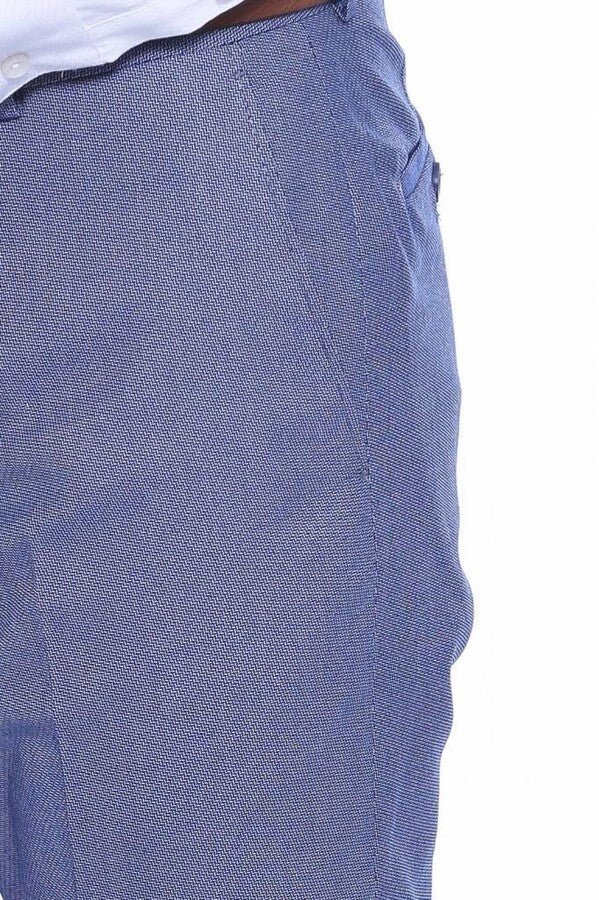 Blue Self Patterned Fabric Trouser