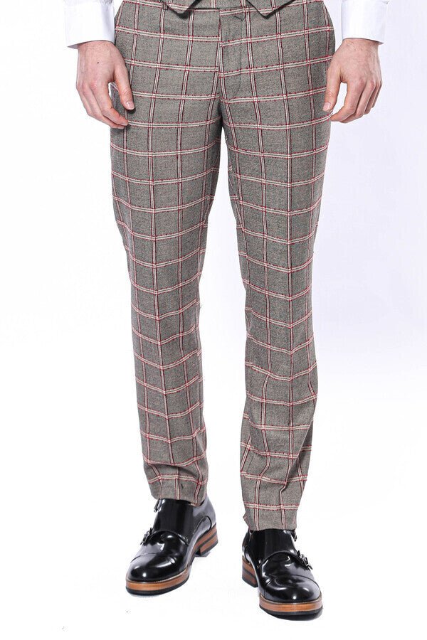 Checked Light Grey Men Pants