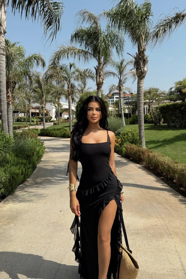 EYY Women Black Astrid Slit Long Dress
