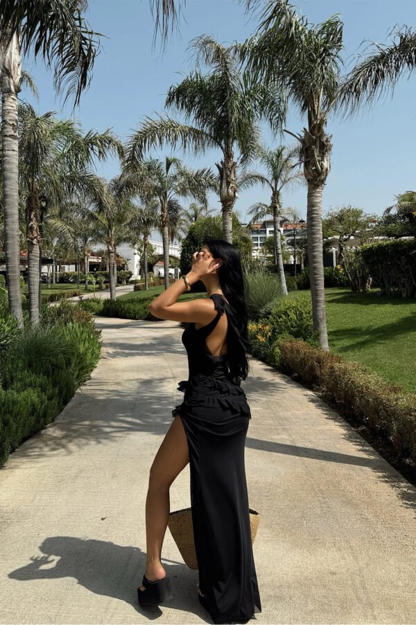 EYY Women Black Astrid Slit Long Dress