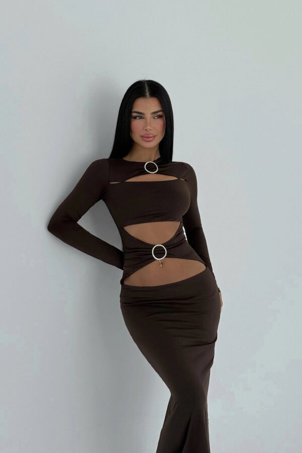 EYY Women Brown Ring Detail Long Dress