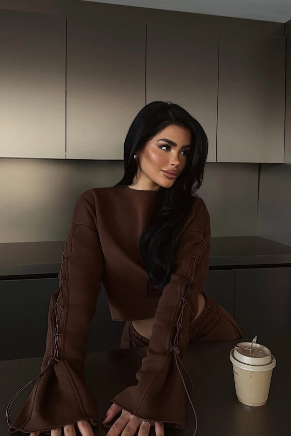 EYY Women Brown Stitched Detail Suit