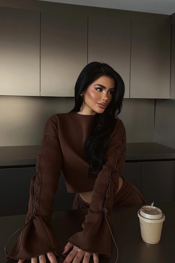 EYY Women Brown Stitched Detail Suit