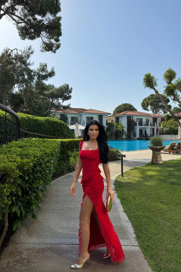 EYY Women Red Astrid Slit Long Dress