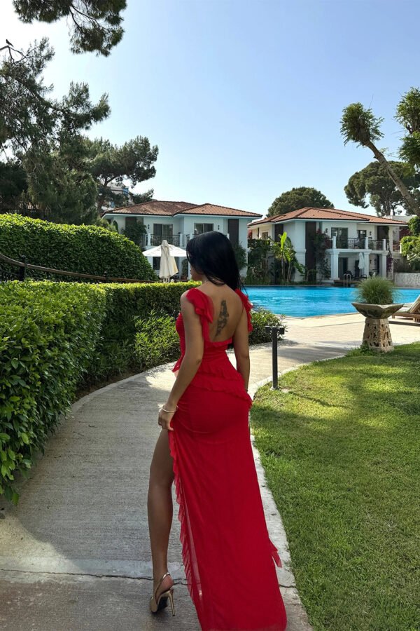 EYY Women Red Astrid Slit Long Dress