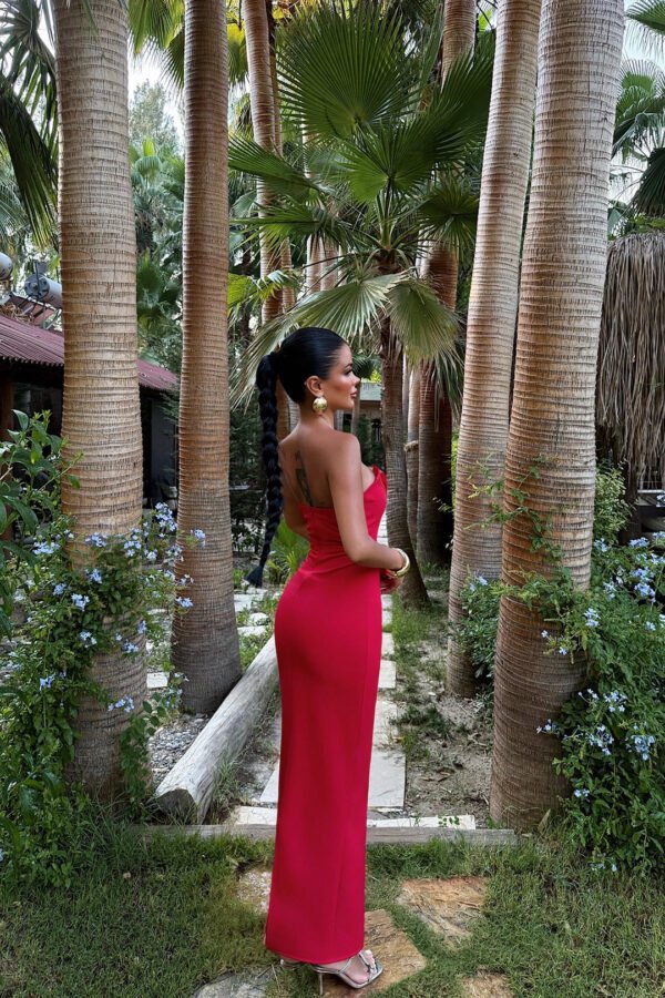 EYY Women Red Bow Detail Strapless Dress