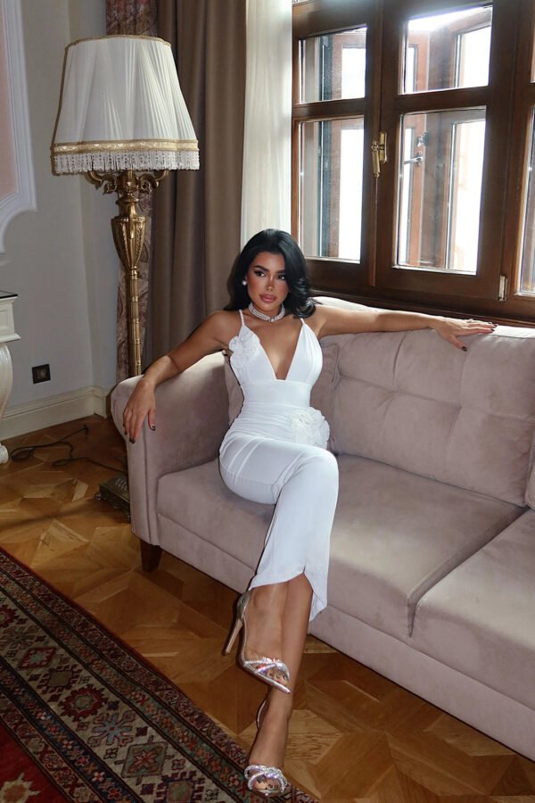 EYY Women White Blouse with Rose Detail Dress