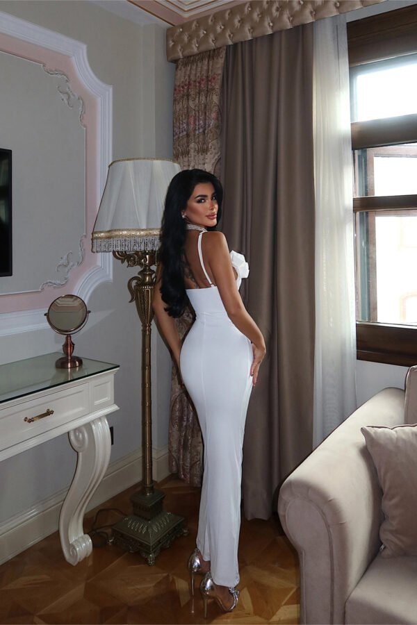 EYY Women White Blouse with Rose Detail Dress