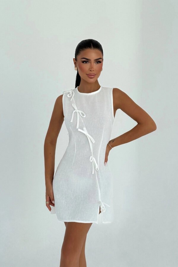 EYY Women White Kathy Mini Bow Dress