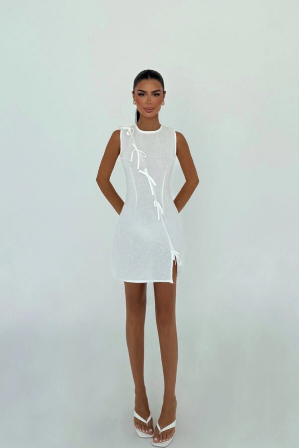 EYY Women White Kathy Mini Bow Dress