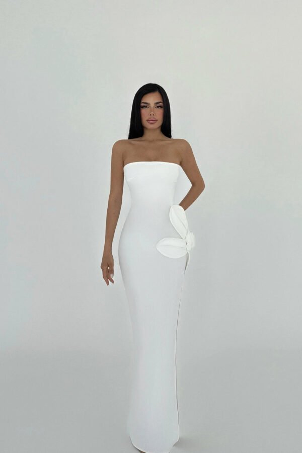 EYY Women White Rose Detail Strapless Dress
