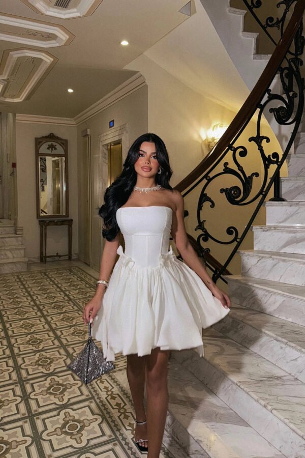 EYY Women White Strapless Mini Dress