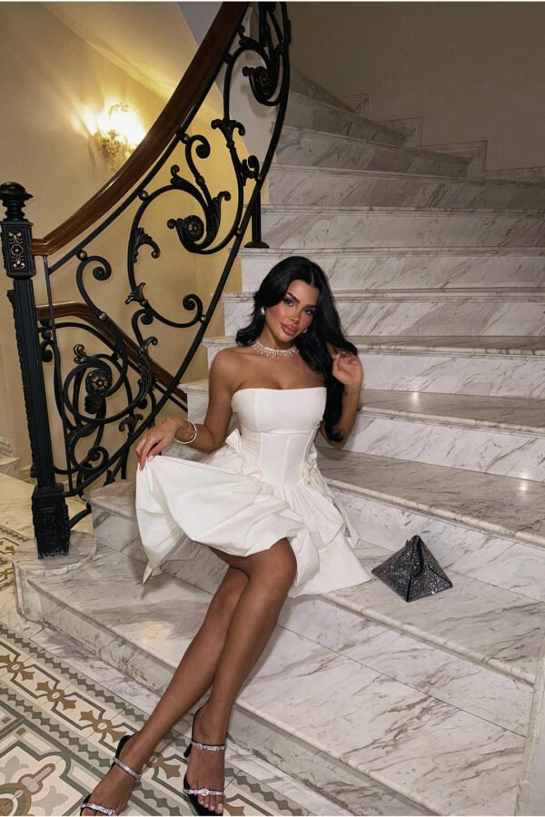 EYY Women White Strapless Mini Dress