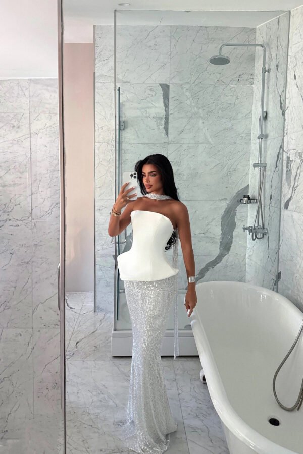 White Viona Skirt Top Set Evening Dress