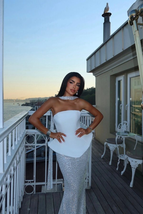 White Viona Skirt Top Set Evening Dress