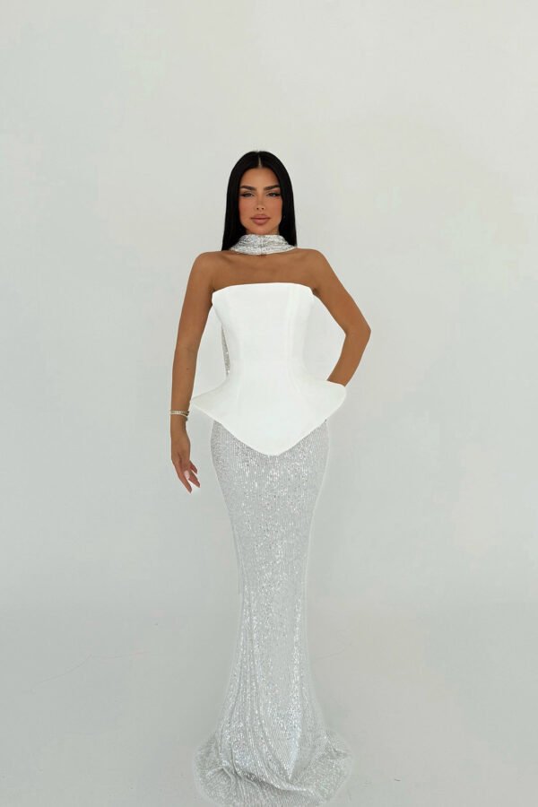 White Viona Skirt Top Set Evening Dress