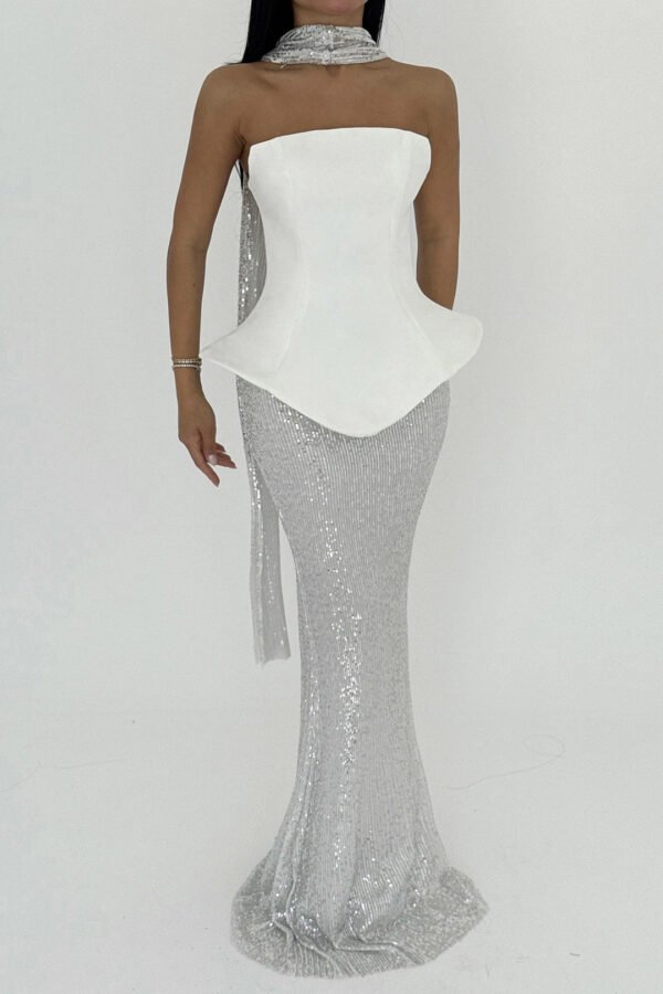 White Viona Skirt Top Set Evening Dress