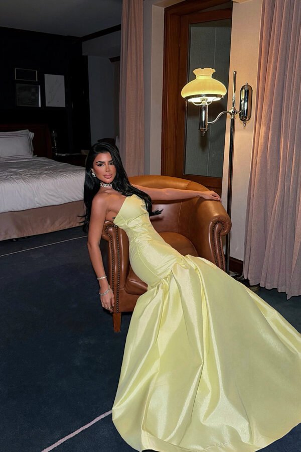 Yellow Balloon Skirt Evening Dress