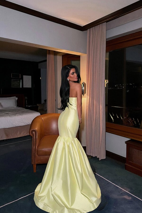 Yellow Balloon Skirt Evening Dress
