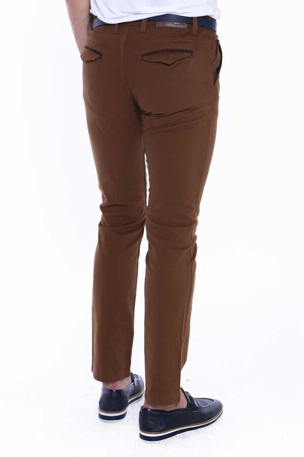 Gabardin Brown Men Pants
