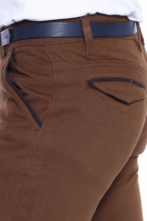 Gabardin Brown Men Pants
