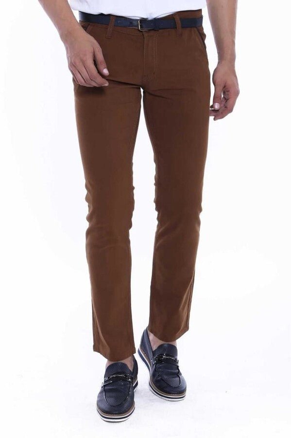 Gabardin Brown Men Pants