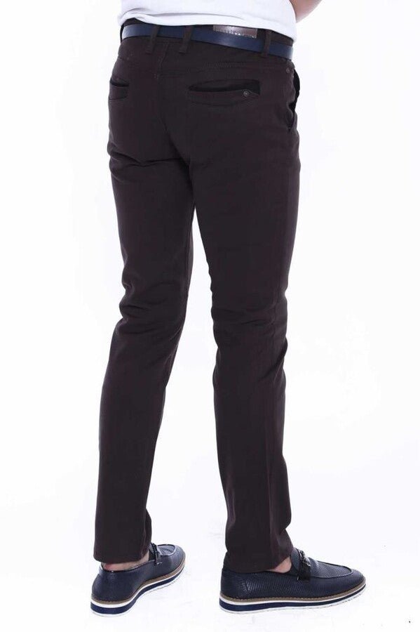 Gabardin Dark Brown Men Pants