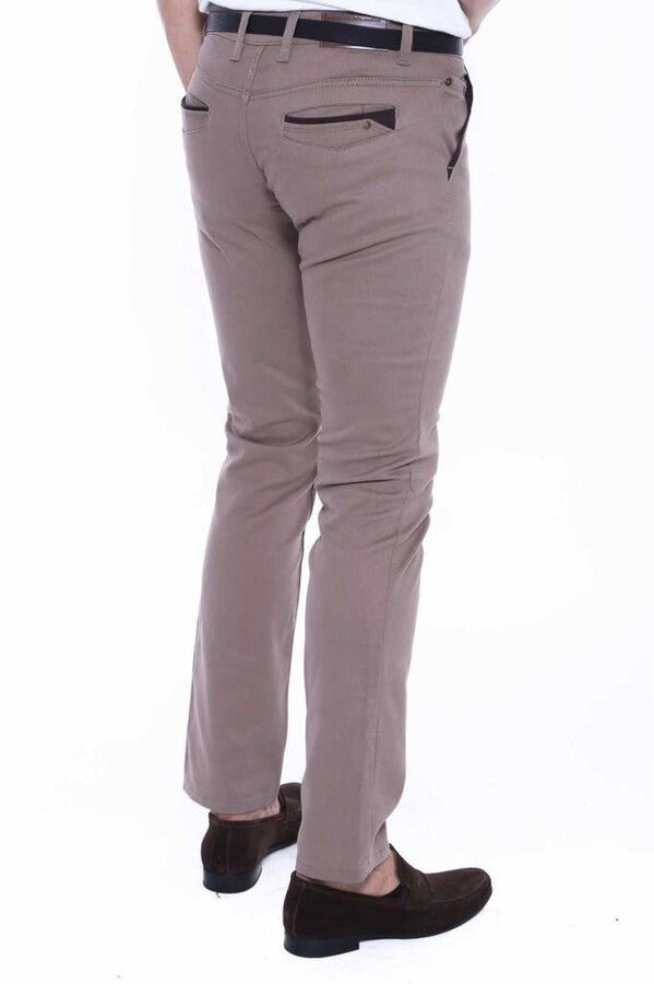 Gabardin Plain Beige Men Pants