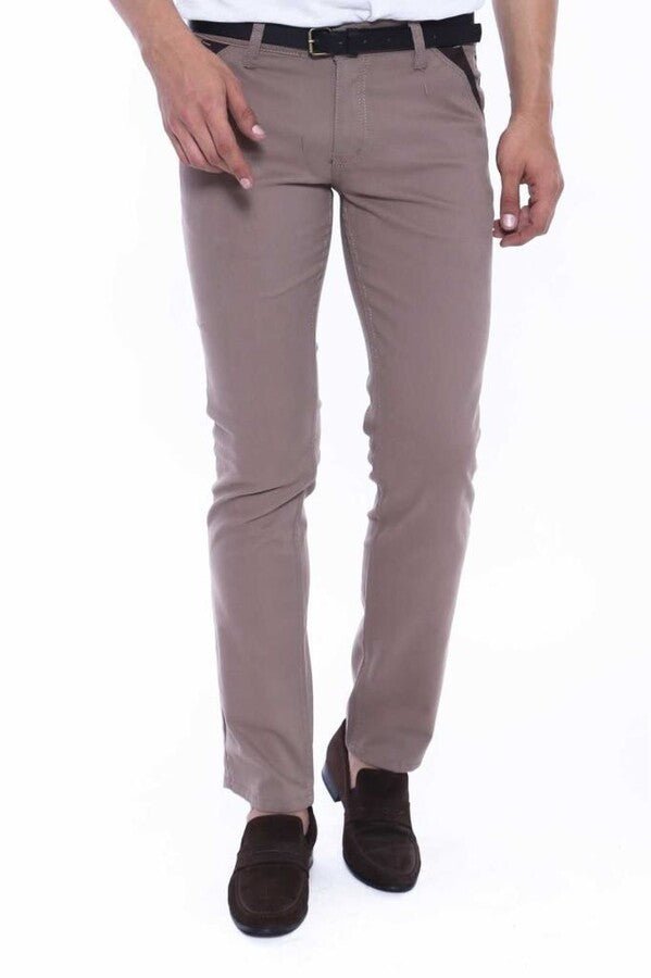 Gabardin Plain Beige Men Pants