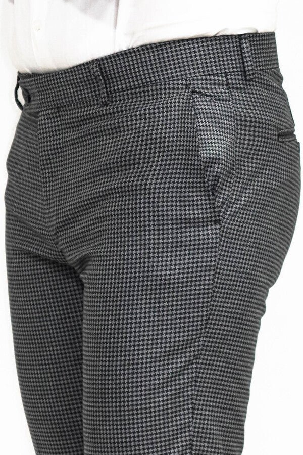 Houndstooth Patterned Anthracite Men Pants
