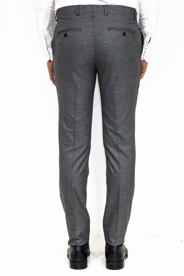 Houndstooth Patterned Anthracite Men Pants