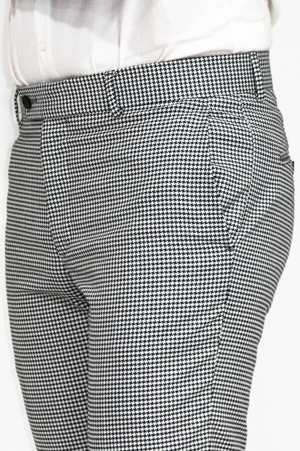 Houndstooth Patterned Black Men Pants