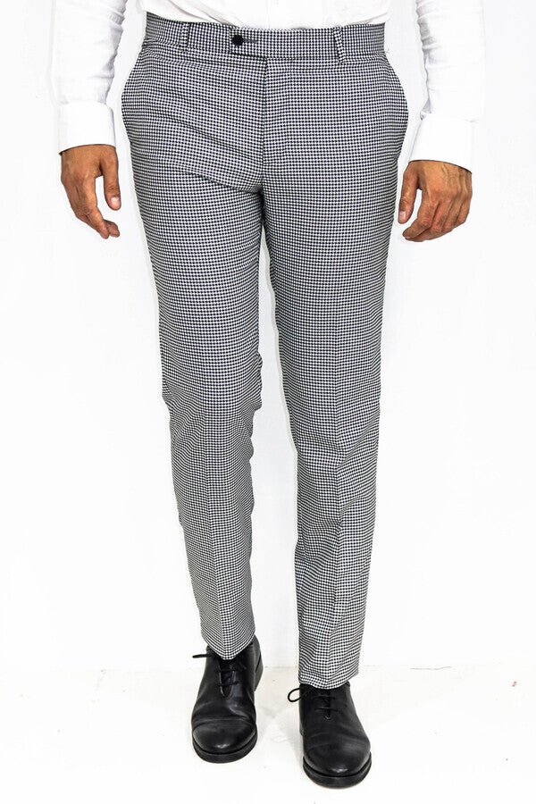 Houndstooth Patterned Black Men Pants
