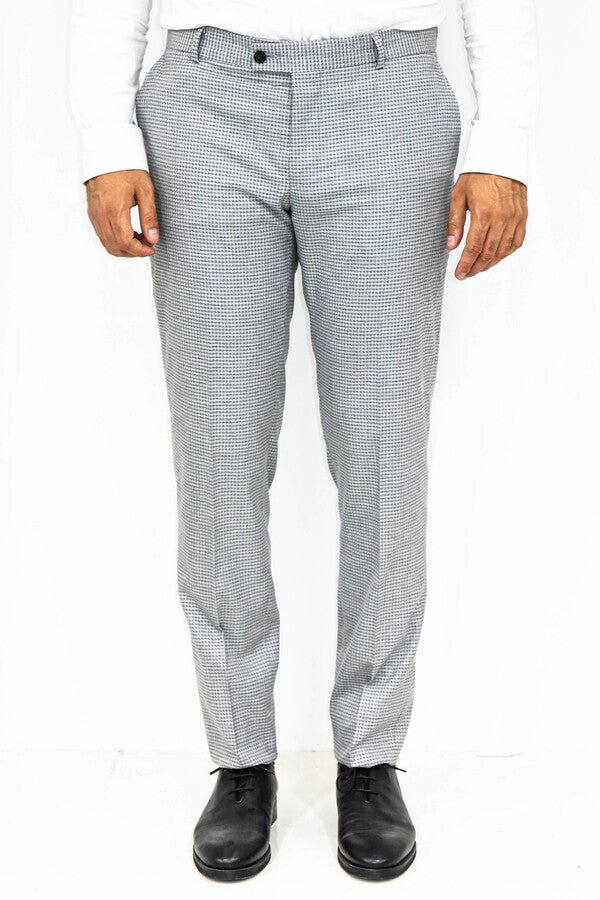 Houndstooth Patterned Grey Men Pants