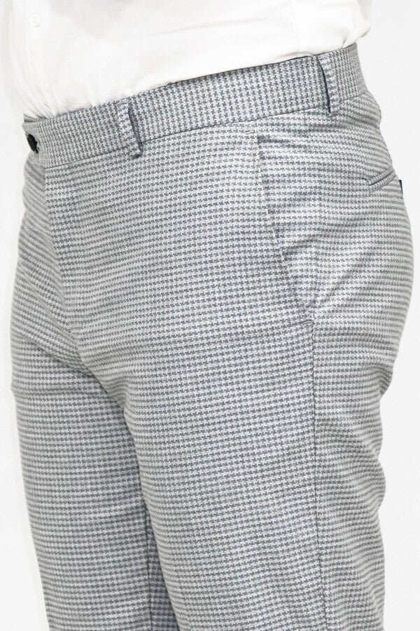 Houndstooth Patterned Grey Men Pants