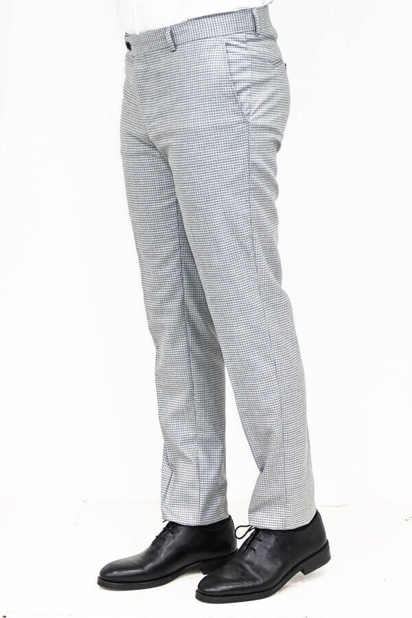 Houndstooth Patterned Grey Men Pants
