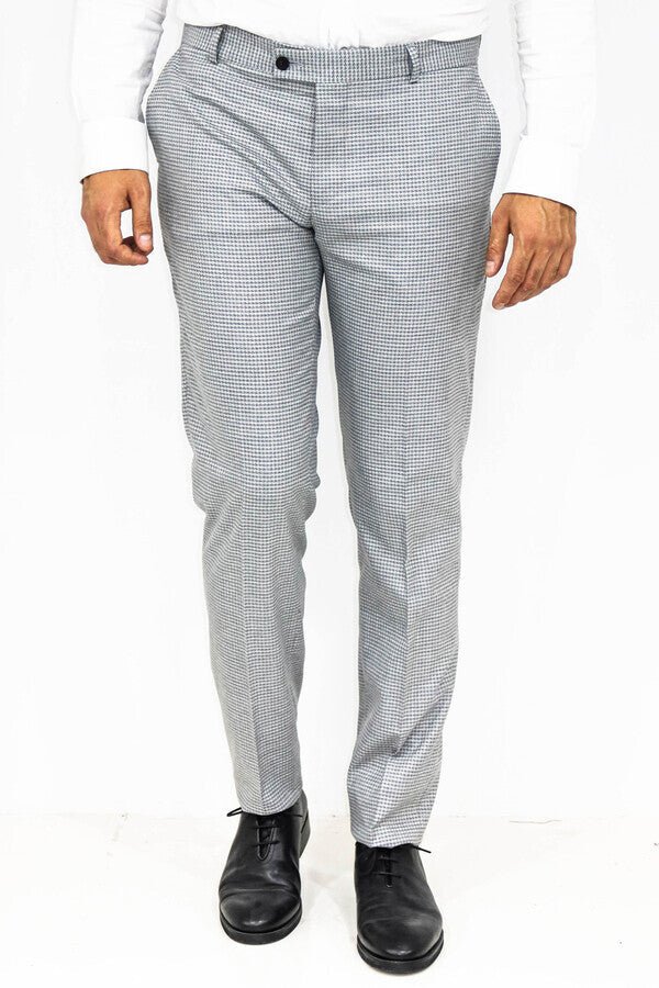 Houndstooth Patterned Grey Men Pants