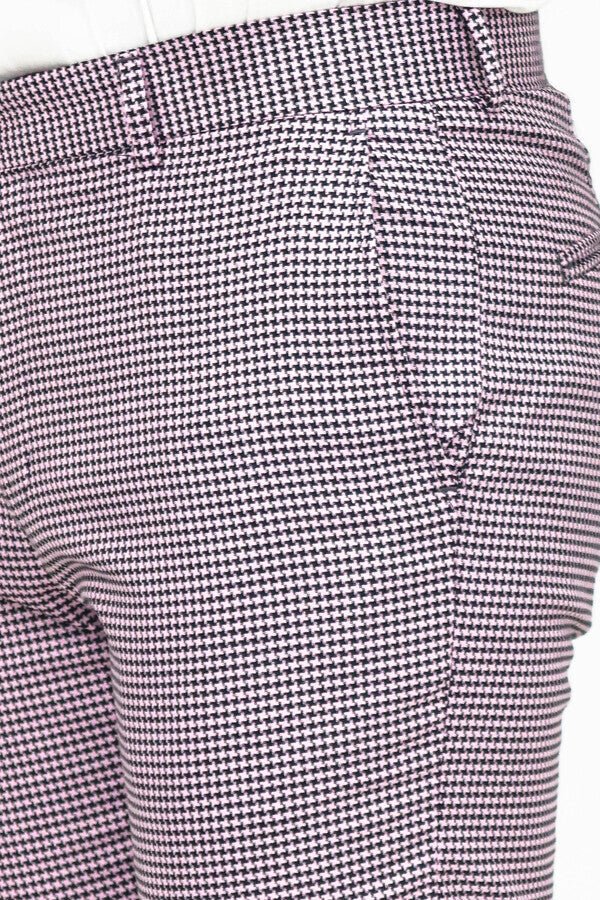 Houndstooth Patterned Light Purple Men Pants