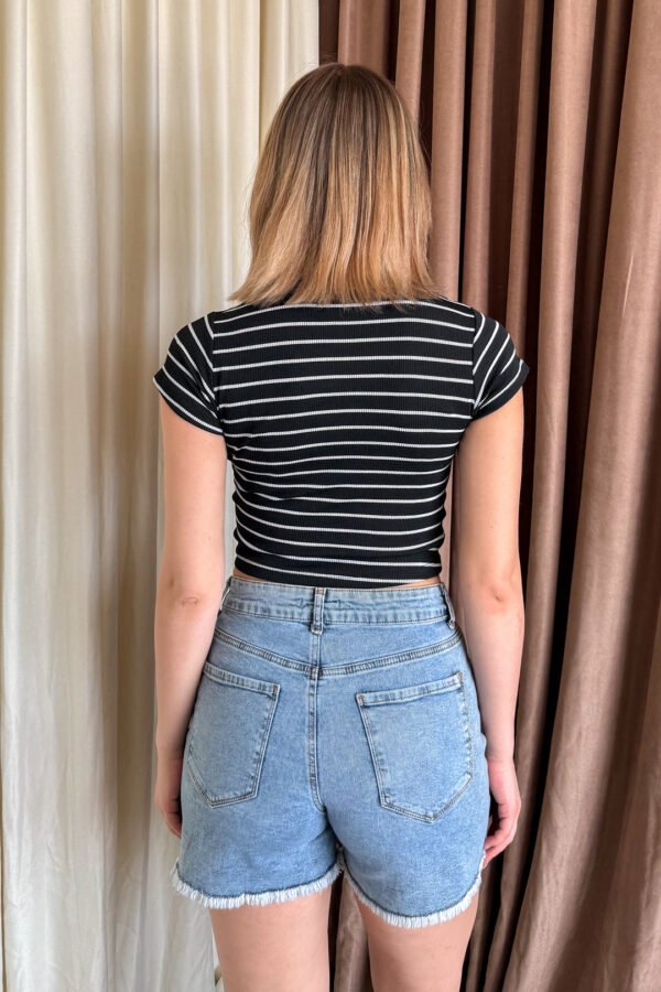 MPL Women's Striped Crop Body with Bicycle Neckline