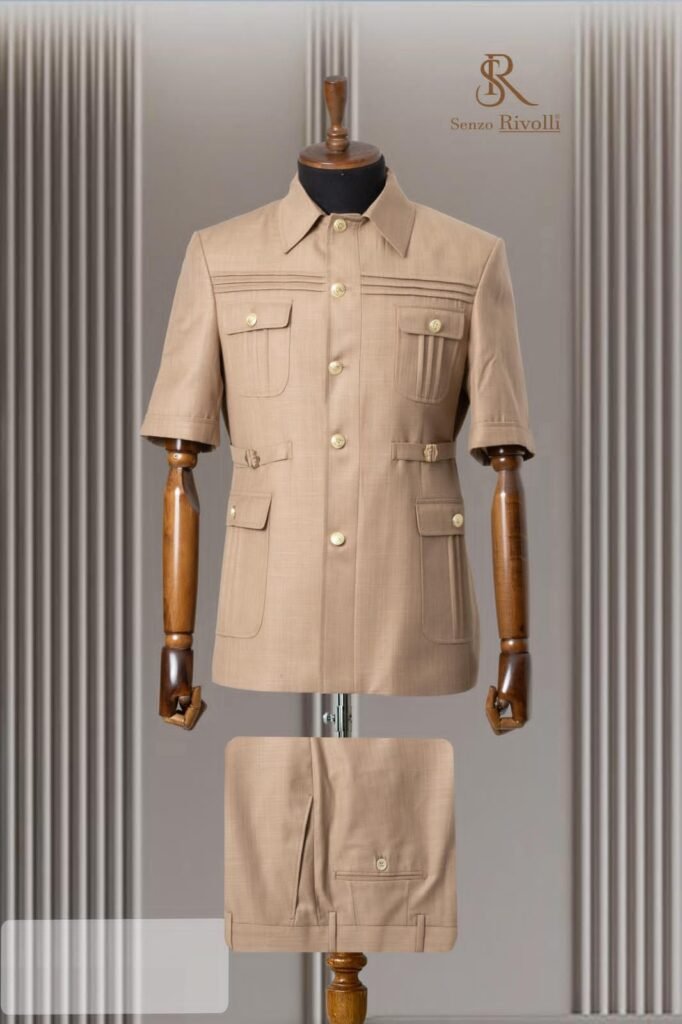 Senzo Rivolli Men Short Sleeve Safari Suit
