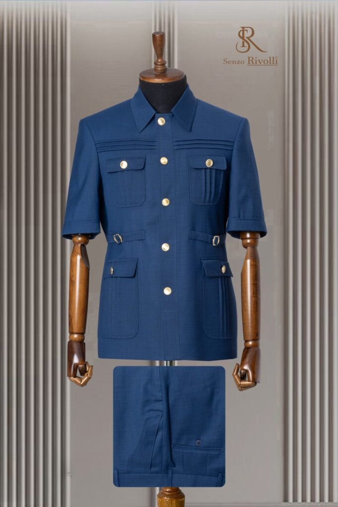 Senzo Rivolli Men Short Sleeve Safari Suit