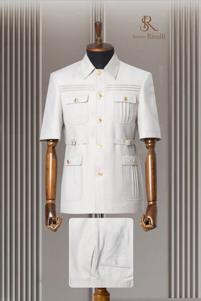 Senzo Rivolli Men Short Sleeve Safari Suit