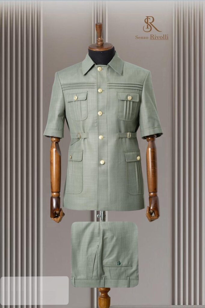 Senzo Rivolli Men Short Sleeve Safari Suit