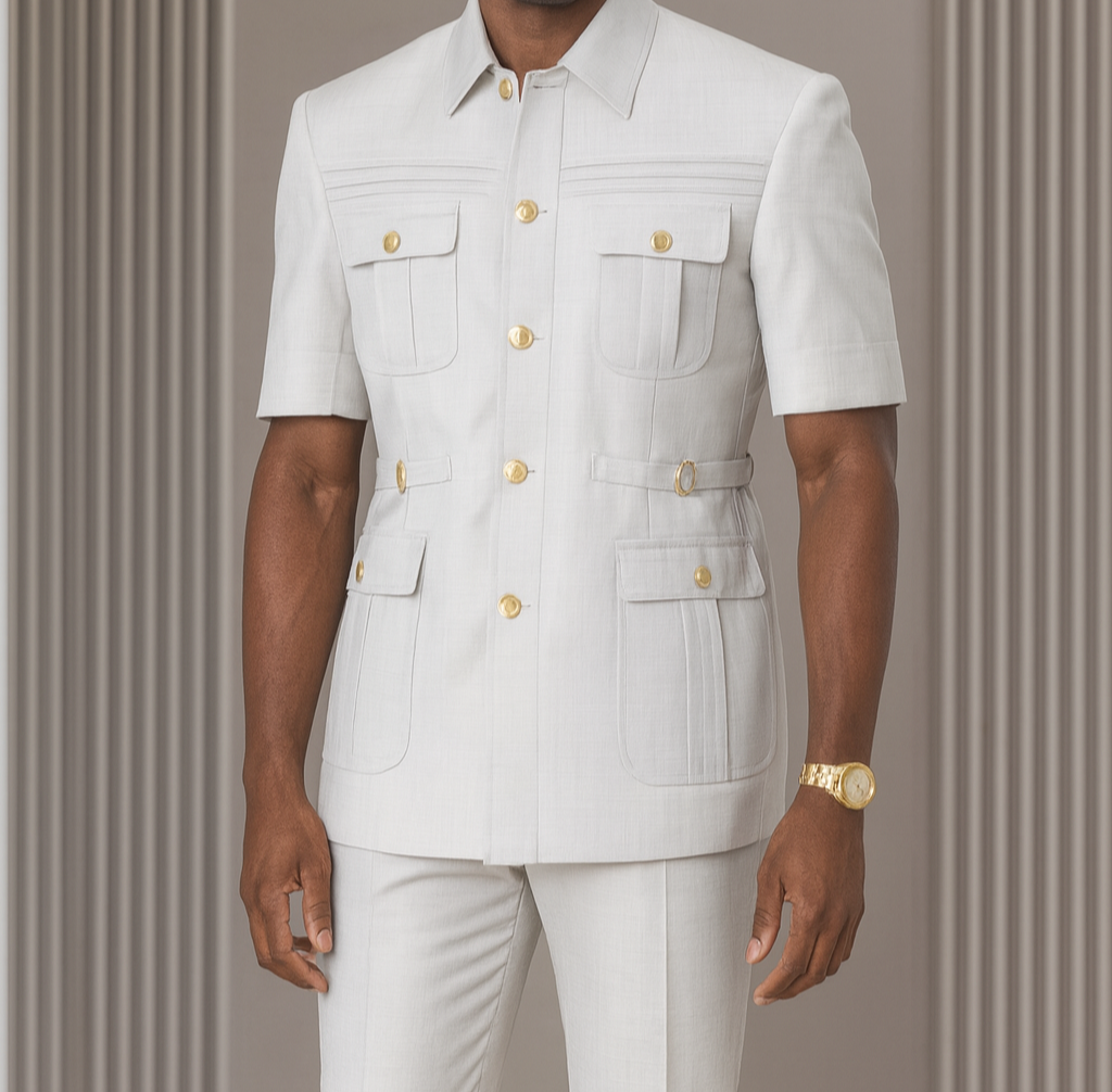 Senzo Rivolli Men Short Sleeve Safari Suit