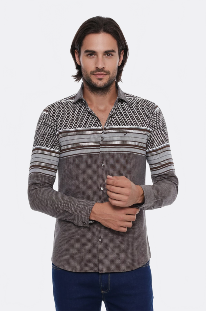 Brown Diamond Patterned Shirt