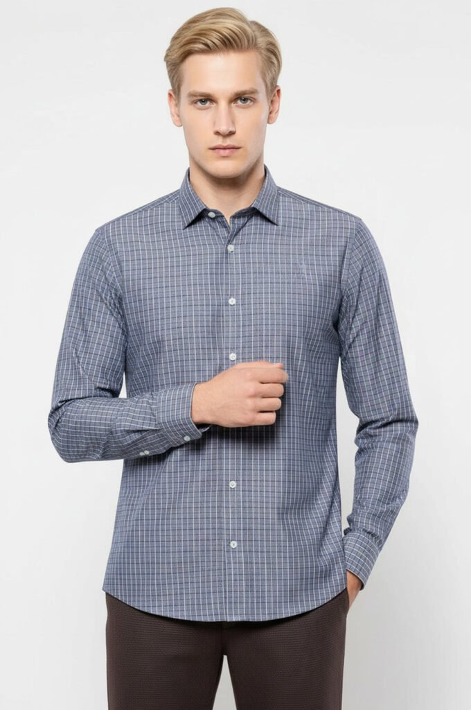 Casual Grey Plaid Shirt