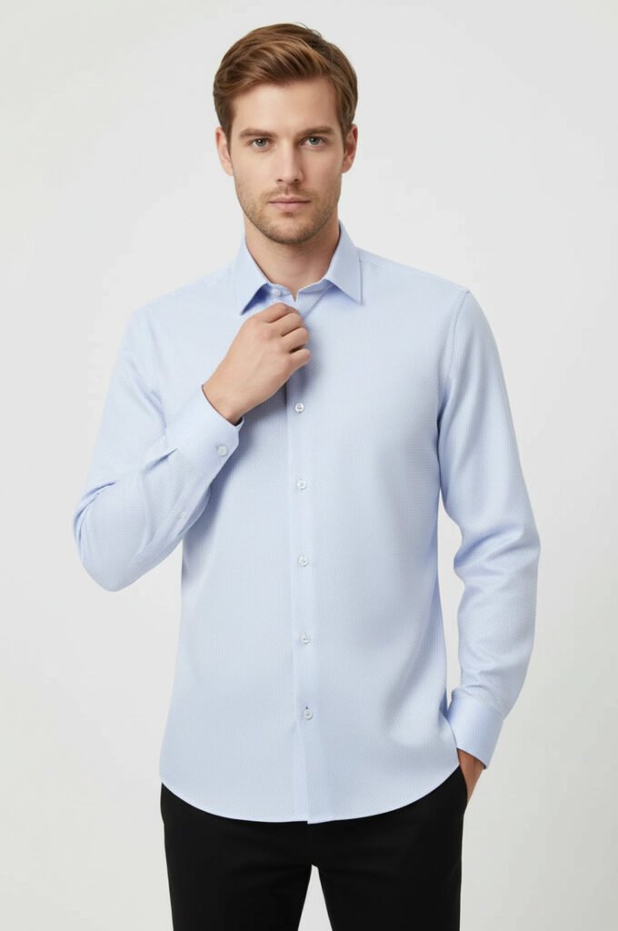 Patterned Casual Sky Blue Shirt